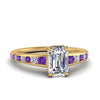 Load image into Gallery viewer, emerald-cut-swirl-engraved-channel-accent-diamond-engagement-ring-with-purple-topaz-in-FD122866EMRGVITO-NL-YG