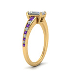 Load image into Gallery viewer, emerald-cut-swirl-engraved-channel-accent-diamond-engagement-ring-with-purple-topaz-in-FD122866EMRGVITO-NL-YG