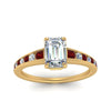 Load image into Gallery viewer, emerald-cut-swirl-engraved-channel-accent-diamond-engagement-ring-with-ruby-in-FD122866EMRGRUDR-NL-YG