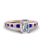Load image into Gallery viewer, emerald-cut-swirl-engraved-channel-accent-diamond-engagement-ring-with-sapphire-in-FD122866EMRGSABL-NL-RG
