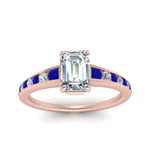Load image into Gallery viewer, emerald-cut-swirl-engraved-channel-accent-diamond-engagement-ring-with-sapphire-in-FD122866EMRGSABL-NL-RG