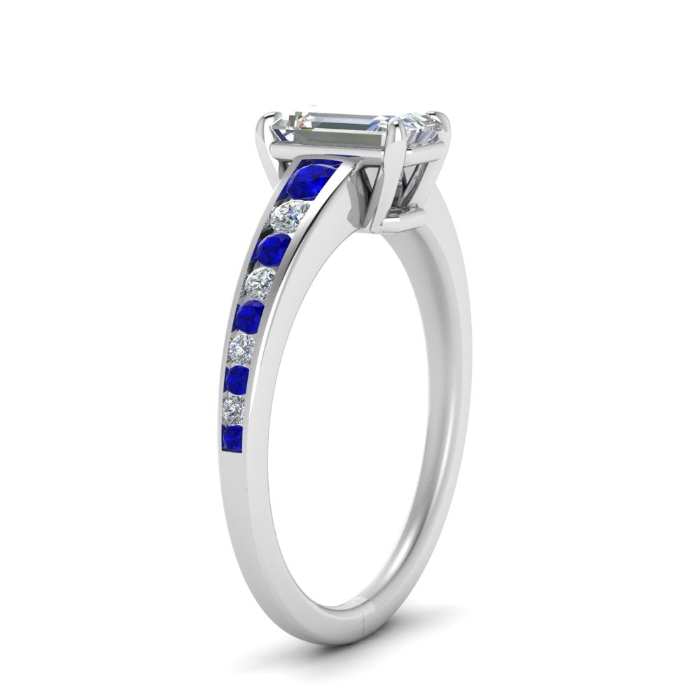 emerald-cut-swirl-engraved-channel-accent-diamond-engagement-ring-with-sapphire-in-FD122866EMRGSABL-NL-WG