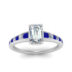 Load image into Gallery viewer, emerald-cut-swirl-engraved-channel-accent-diamond-engagement-ring-with-sapphire-in-FD122866EMRGSABL-NL-WG