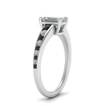 Load image into Gallery viewer, emerald-cut-swirl-engraved-channel-accent-engagement-ring-with-black-diamond-in-FD122866EMRGBLACK-NL-WG