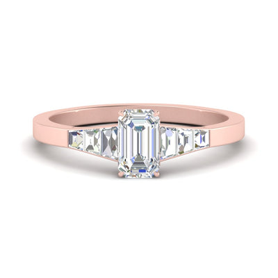 Emerald Cut Tapering Trapezoid Lab Diamond Ring