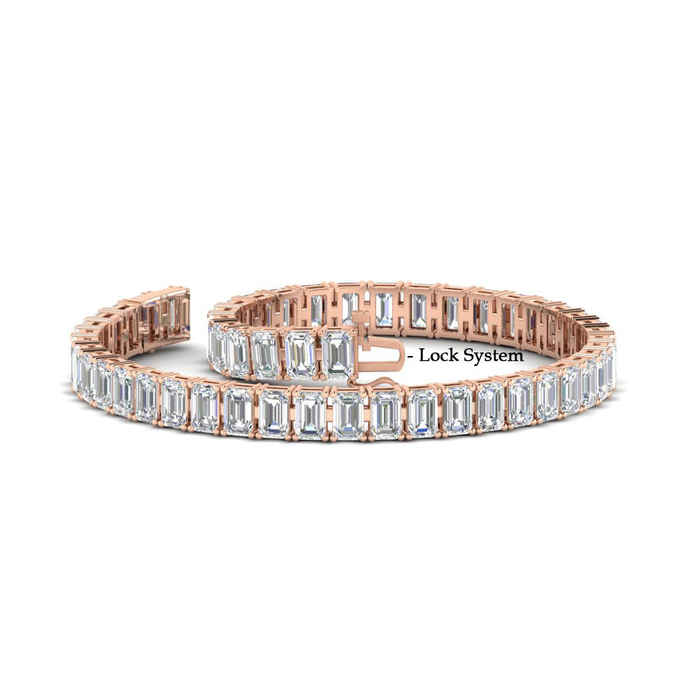 Emerald Cut Tennis Diamond Bracelet 10 Carat