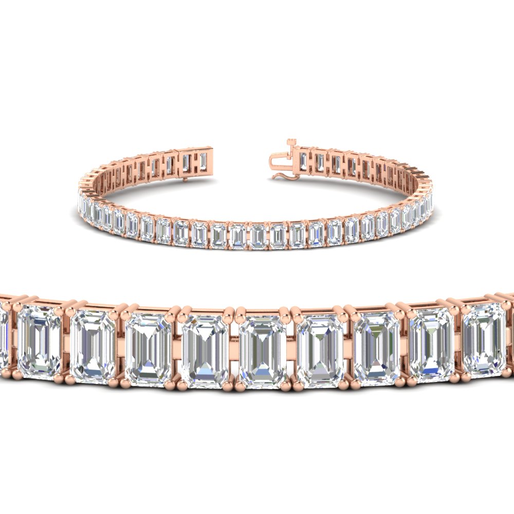 Emerald Cut Tennis Diamond Bracelet 10 Carat