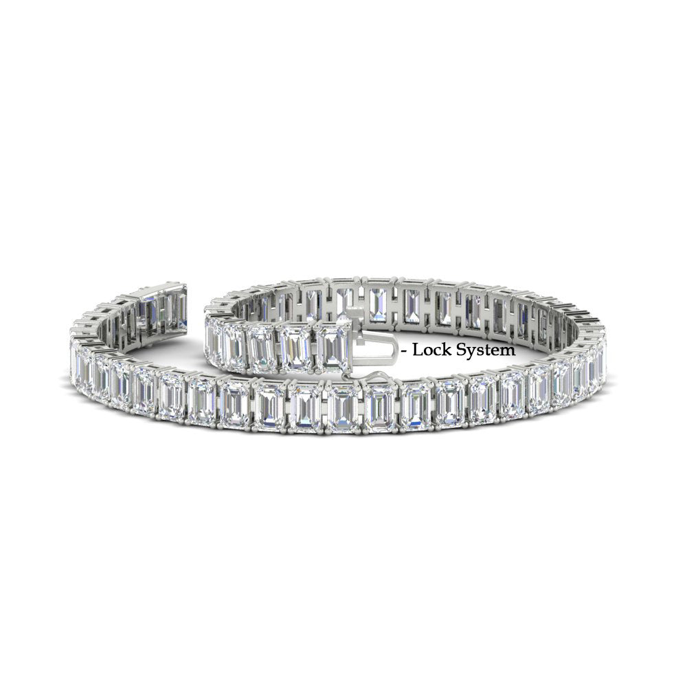 Emerald Cut Tennis Diamond Bracelet 10 Carat