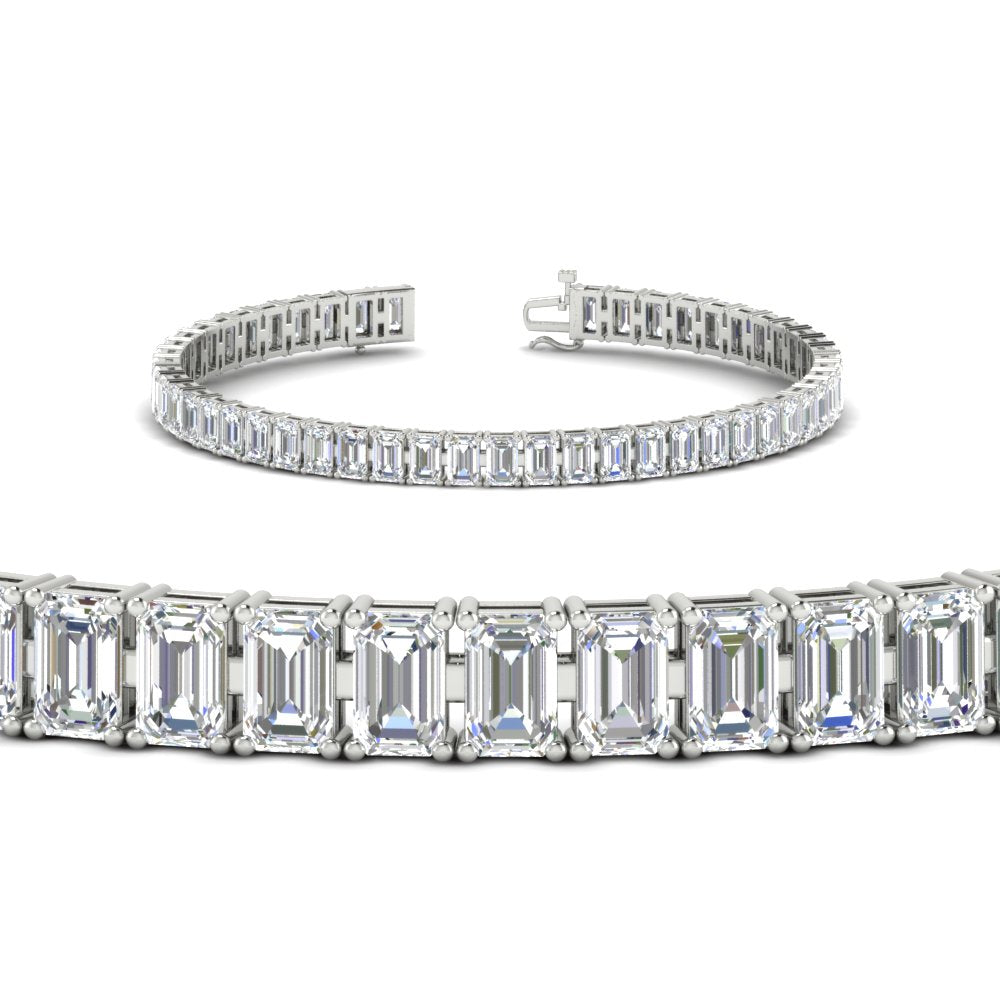 Emerald Cut Tennis Diamond Bracelet 10 Carat