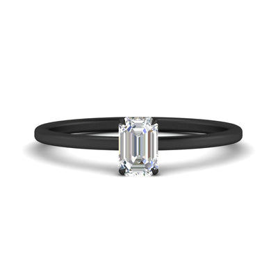 Emerald Cut Thin Classic Solitaire Ring