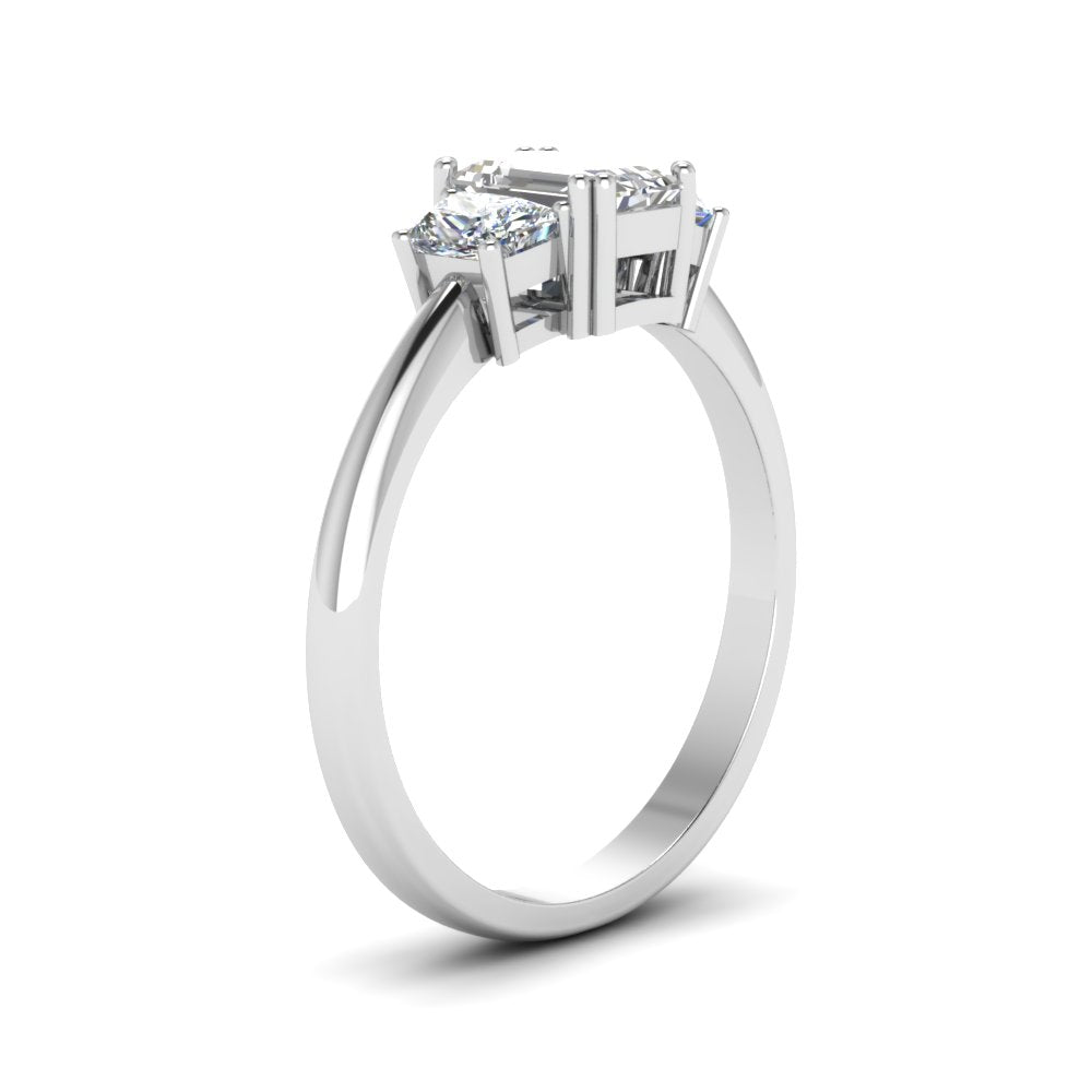 Emerald Cut 3 Stone Trapezoid Engagement Ring