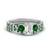 Load image into Gallery viewer, emerald-cut-twisted-floral-prong-emerald-wedding-set-in-white-gold-FD10257EMGEMGR-NL-WG?v=1756359975