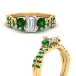 Load image into Gallery viewer, emerald-cut-twisted-floral-prong-emerald-wedding-set-in-yellow-gold-FD10257EMGEMGR-ANGLE3-NL-YG?v=1756359975
