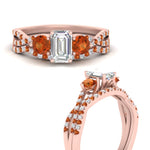 Load image into Gallery viewer, emerald-cut-twisted-floral-prong-orange-sapphire-wedding-set-in-rose-gold-FD10257EMGSAOR-ANGLE3-NL-RG?v=1756359975
