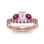 Load image into Gallery viewer, emerald-cut-twisted-floral-prong-pink-sapphire-wedding-set-in-rose-gold-FD10257EMGSADRPI-ANGLE5-NL-RG?v=1756359975
