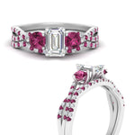 Load image into Gallery viewer, emerald-cut-twisted-floral-prong-pink-sapphire-wedding-set-in-white-gold-FD10257EMGSADRPI-ANGLE3-NL-WG_050502f1-2ae4-486c-9093-6b15f895b273?v=1756360118
