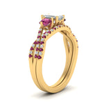 Load image into Gallery viewer, emerald-cut-twisted-floral-prong-pink-sapphire-wedding-set-in-yellow-gold-FD10257EMGSADRPI-ANGLE2-NL-YG?v=1756359975
