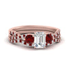 Load image into Gallery viewer, emerald-cut-twisted-floral-prong-ruby-wedding-set-in-rose-gold-FD10257EMGRUDR-NL-RG?v=1756359975