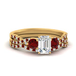 Load image into Gallery viewer, emerald-cut-twisted-floral-prong-ruby-wedding-set-in-yellow-gold-FD10257EMGRUDR-NL-YG?v=1756359975
