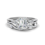 Load image into Gallery viewer, emerald-cut-twisted-vine-luxury-diamond-bridal-ring-set-in-white-gold-FDENR3211EMANGLE3-NL-WG