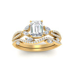 Load image into Gallery viewer, emerald-cut-twisted-vine-luxury-diamond-bridal-ring-set-in-yellow-gold-FDENR3211EMANGLE3-NL-YG

