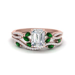 Load image into Gallery viewer, emerald-cut-twisted-vine-luxury-emerald-bridal-ring-set-in-rose-gold-FDENR3211EMGEMGRANGLE3-NL-RG
