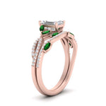 Load image into Gallery viewer, emerald-cut-twisted-vine-luxury-emerald-bridal-ring-set-in-rose-gold-FDENR3211EMGEMGRANGLE3-NL-RG
