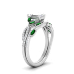 Load image into Gallery viewer, emerald-cut-twisted-vine-luxury-emerald-bridal-ring-set-in-white-gold-FDENR3211EMGEMGRANGLE3-NL-WG
