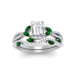 Load image into Gallery viewer, emerald-cut-twisted-vine-luxury-emerald-bridal-ring-set-in-white-gold-FDENR3211EMGEMGRANGLE3-NL-WG

