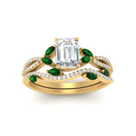 Load image into Gallery viewer, emerald-cut-twisted-vine-luxury-emerald-bridal-ring-set-in-yellow-gold-FDENR3211EMGEMGRANGLE3-NL-YG