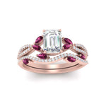 Load image into Gallery viewer, emerald-cut-twisted-vine-luxury-pink-sapphire-bridal-ring-set-in-rose-gold-FDENR3211EMGSADRPIANGLE3-NL-RG
