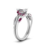 Load image into Gallery viewer, emerald-cut-twisted-vine-luxury-pink-sapphire-bridal-ring-set-in-white-gold-FDENR3211EMGSADRPIANGLE3-NL-WG

