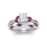 Load image into Gallery viewer, emerald-cut-twisted-vine-luxury-pink-sapphire-bridal-ring-set-in-white-gold-FDENR3211EMGSADRPIANGLE3-NL-WG