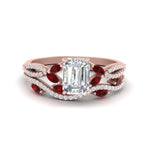 Load image into Gallery viewer, emerald-cut-twisted-vine-luxury-ruby-bridal-ring-set-in-rose-gold-FDENR3211EMGRUDRANGLE3-NL-RG
