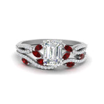 Load image into Gallery viewer, emerald-cut-twisted-vine-luxury-ruby-bridal-ring-set-in-white-gold-FDENR3211EMGRUDRANGLE3-NL-WG