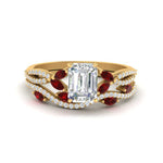 Load image into Gallery viewer, emerald-cut-twisted-vine-luxury-ruby-bridal-ring-set-in-yellow-gold-FDENR3211EMGRUDRANGLE3-NL-YG
