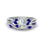 Load image into Gallery viewer, emerald-cut-twisted-vine-luxury-sapphire-bridal-ring-set-in-white-gold-FDENR3211EMGSABLANGLE3-NL-WG
