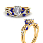 Load image into Gallery viewer, emerald-cut-twisted-vine-luxury-sapphire-bridal-ring-set-in-yellow-gold-FDENR3211EMGSABLANGLE3-NL-YG
