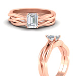 Load image into Gallery viewer, emerald-cut-vine-inspired-solitaire-bridal-ring-set-in-rose-gold-fdens8252emangle3-nl-rg.jpg?v=1767085620