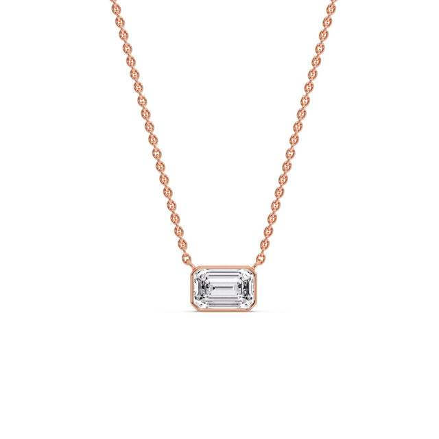 Emerald Diamond Bezel Set Solitaire Pendant