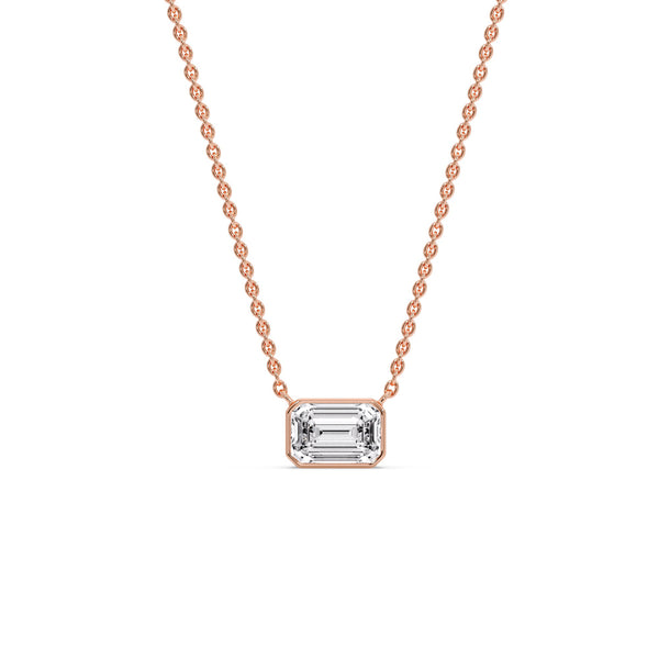 Emerald Diamond Bezel Set Solitaire Pendant
