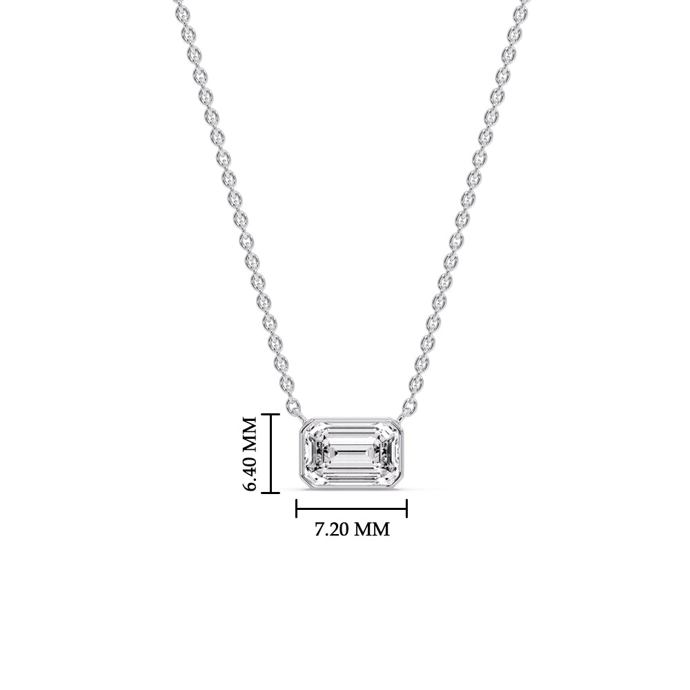 Emerald Diamond Bezel Set Solitaire Pendant