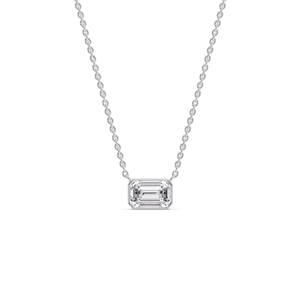 Emerald Diamond Bezel Set Solitaire Pendant
