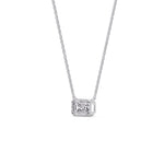 Load image into Gallery viewer, Emerald Diamond Bezel Set Solitaire Pendant
