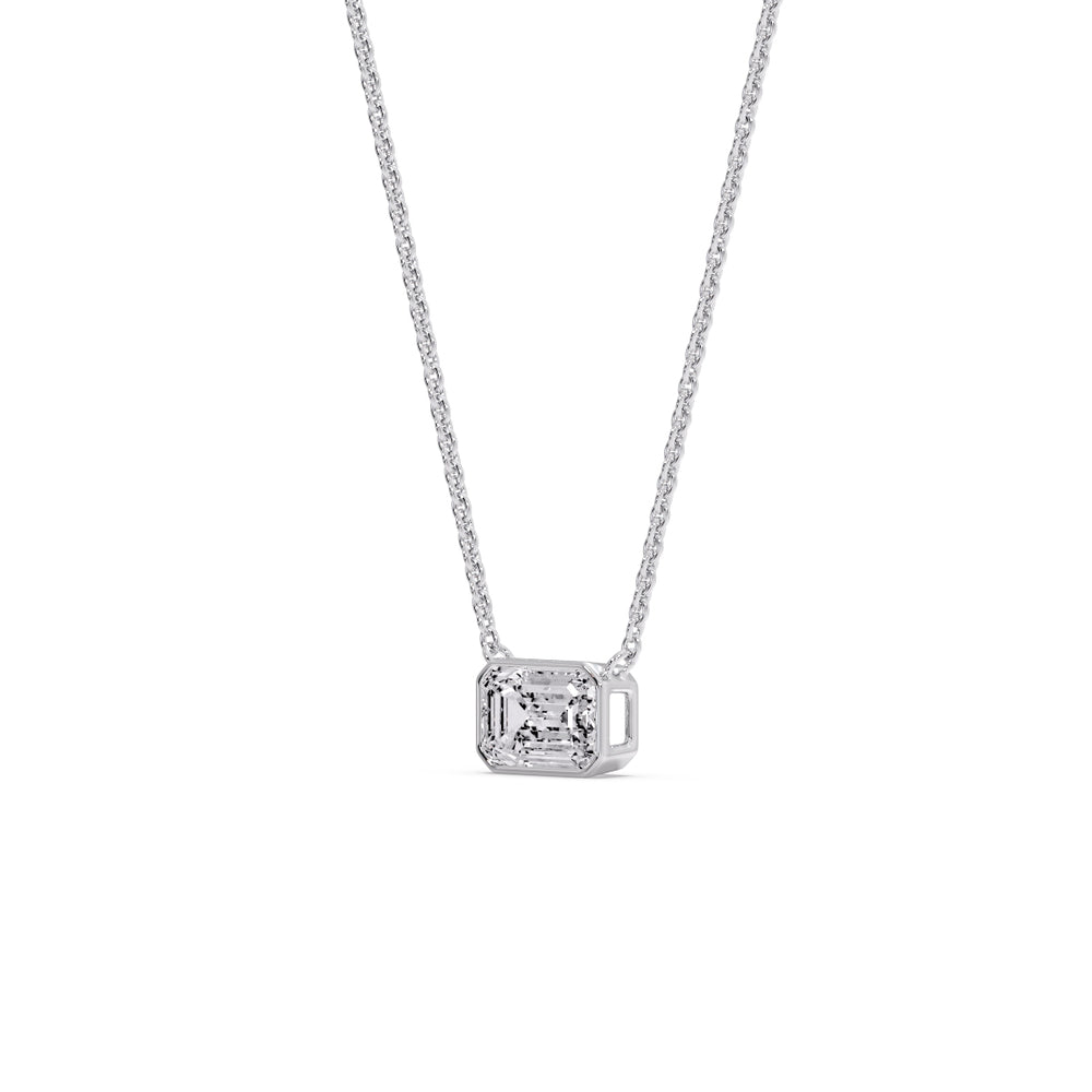 Emerald Diamond Bezel Set Solitaire Pendant