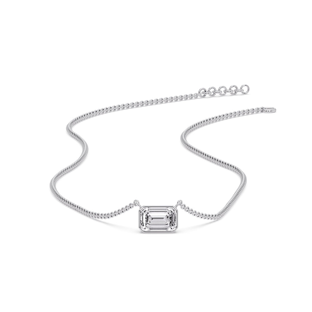 Emerald Diamond Bezel Set Solitaire Pendant