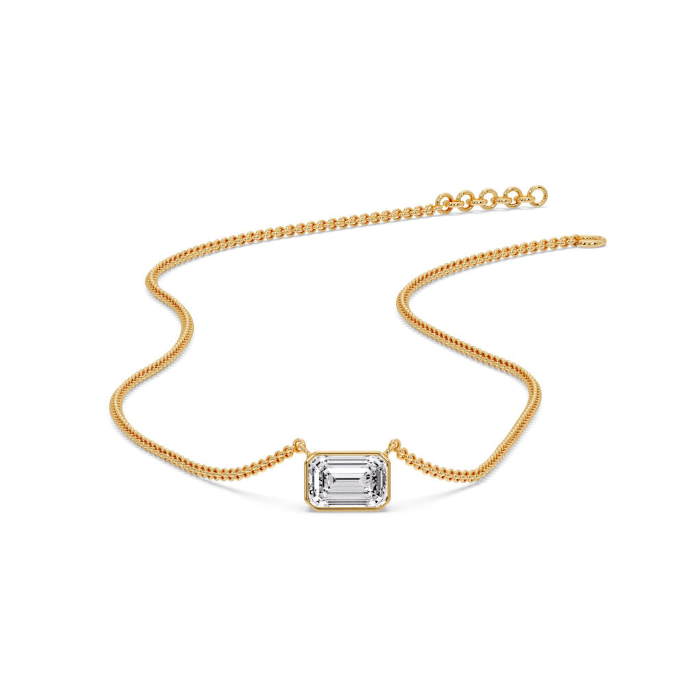 Emerald Diamond Bezel Set Solitaire Pendant