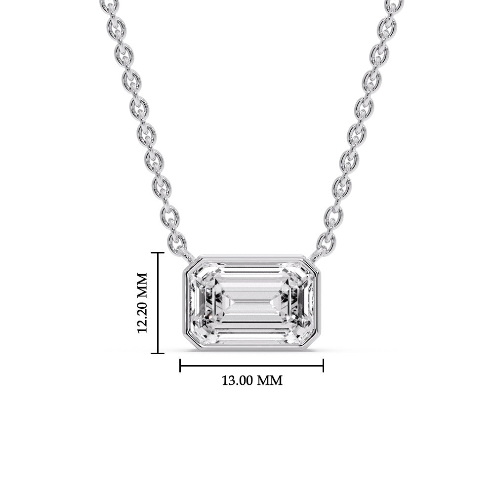 Emerald Diamond Bezel Set Solitaire Pendant