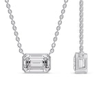 Load image into Gallery viewer, Emerald Diamond Bezel Set Solitaire Pendant
