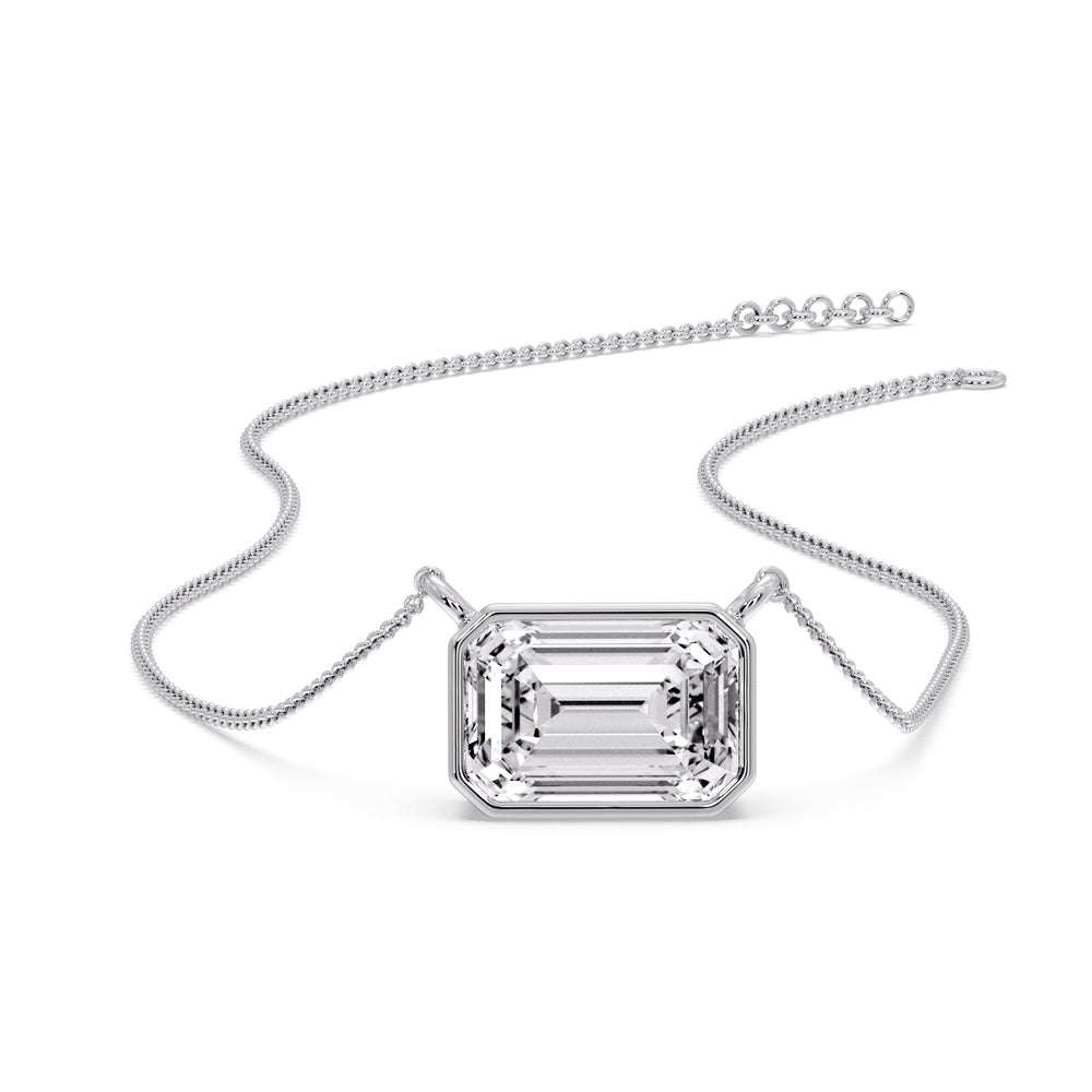 Emerald Diamond Bezel Set Solitaire Pendant